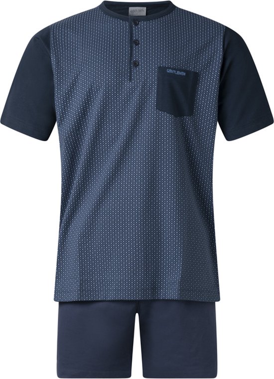 Gentlemen - heren shortama 114255 navy met knoophals - maat XXL