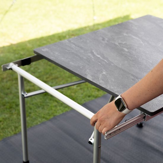 Travellife Sorrento Uitschuifbare Campingtafel Bruin 80/110/140x70 cm - Compact en gebruiksvriendelijk - In hoogte verstelbaar - Stabiel en lichtgewicht van Merkloos — afbeelding 2