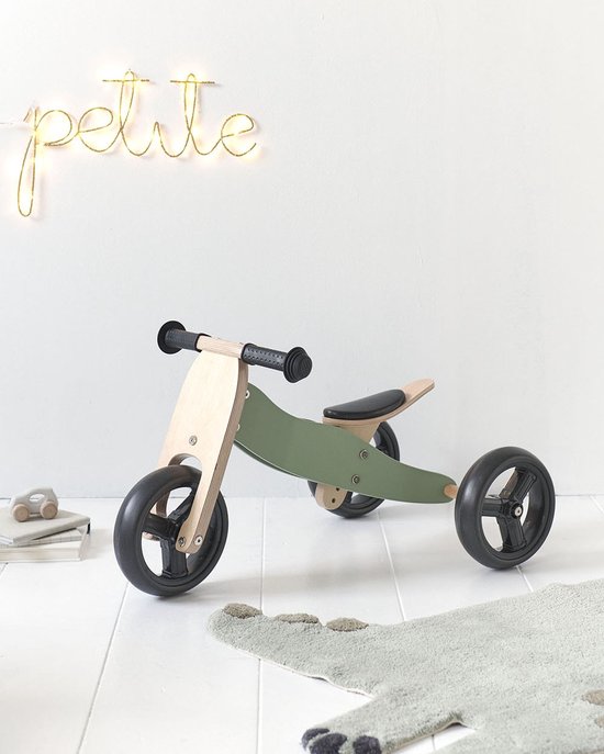 Petite Amélie ® Loopfiets - Houten - Vanaf 1 jaar - 4 in 1 Loopfiets - Stimuleert motoriek & balans - Groen