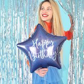 Partydeco - Folieballon Ster Happy Birthday - navy blauw
