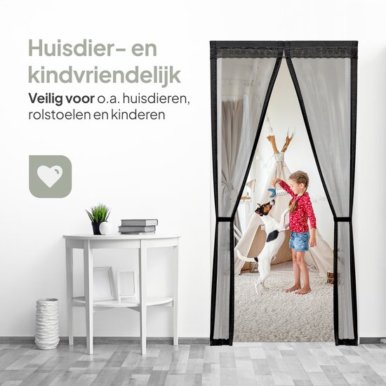 O'DADDY® Deurgordijn Deluxe FIBER - Magnetisch Vliegengordijn - Voor Nieuwbouw en Standaard Deuren - Eenvoudige Installatie - Deurhor Zwart - 92x210 cm
