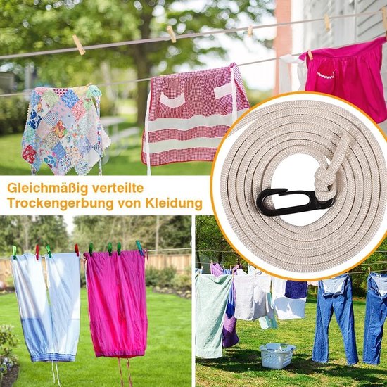 Corde à Linge Rétractable 3,6 M Avec 12 Pinces | Corde Voyage Portable Antidérapante Camping & Balcon
