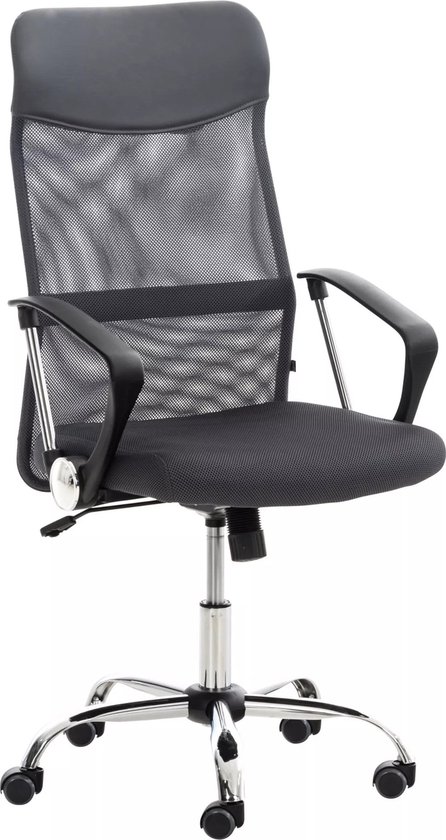 In And OutdoorMatch Luxe bureaustoel Davin - Zwart - Op wielen - 100% polyurethaan - Ergonomische bureaustoel - In hoogte verstelbaar - Voor volwassenen