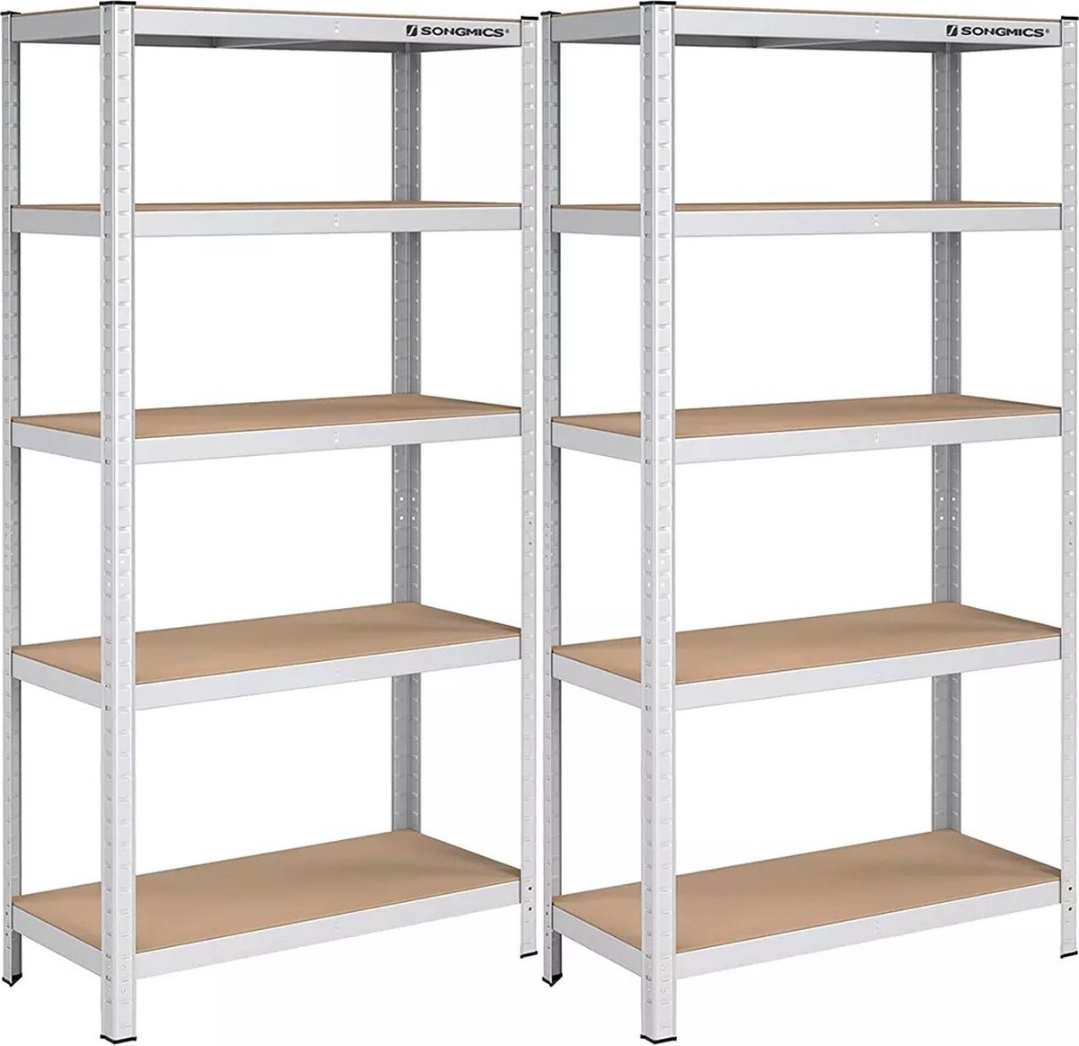 In And Outdoormatch stellingkast Rosario Set van 2 Opbergrek Metaal 175 kg draagvermogen Verstelbaar 180 x 90 x 40 cm
