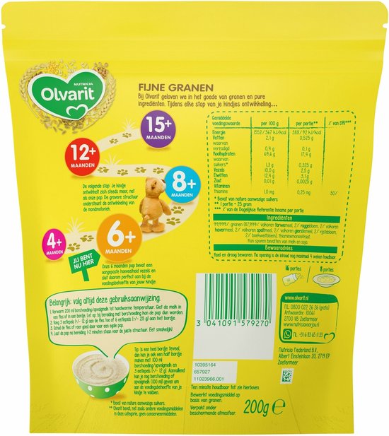 Olvarit - Granenpap Fijne Granen - 8+M - 200gr van Olvarit — afbeelding 4