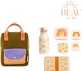 BEAU by Bo Sticky Lemon rugzak small + A Little Lovely Company back to school set Regenbogen