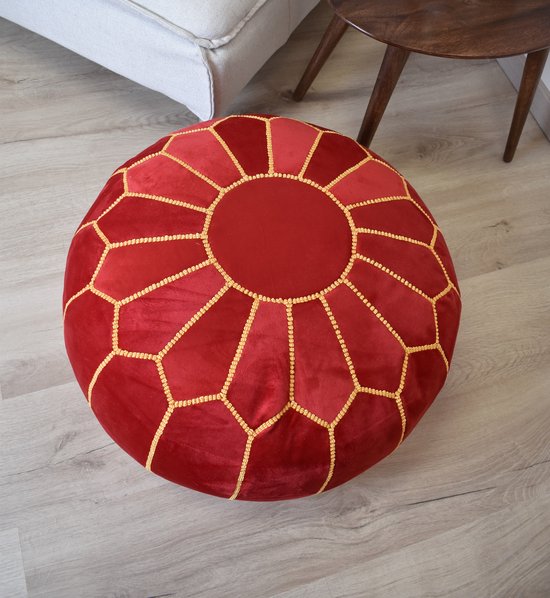 COROLLA - Poef - Rood - 40 cm - Fluweel - Leen Bakker