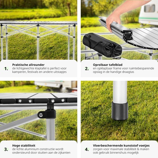 tectake® - Campingtafel - Opvouwbaar - Incl. draagtas - 140 x 70 cm - Grijs - 401170 van TecTake — afbeelding 3
