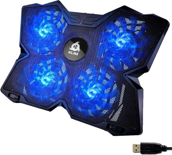 Laptop Cooler - Laptop Stand - Laptop Verhoging - Standaard - Cooling Pad - Zwart met Blauw