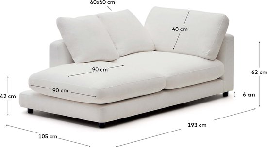 Kave Home - Chaise longue Gala links wit 193 x 105 cm