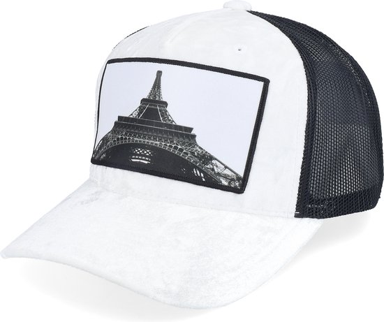 Hatstore- Eiffel Tower Velvet White/Black A-frame Trucker - Calza Pennello Cap