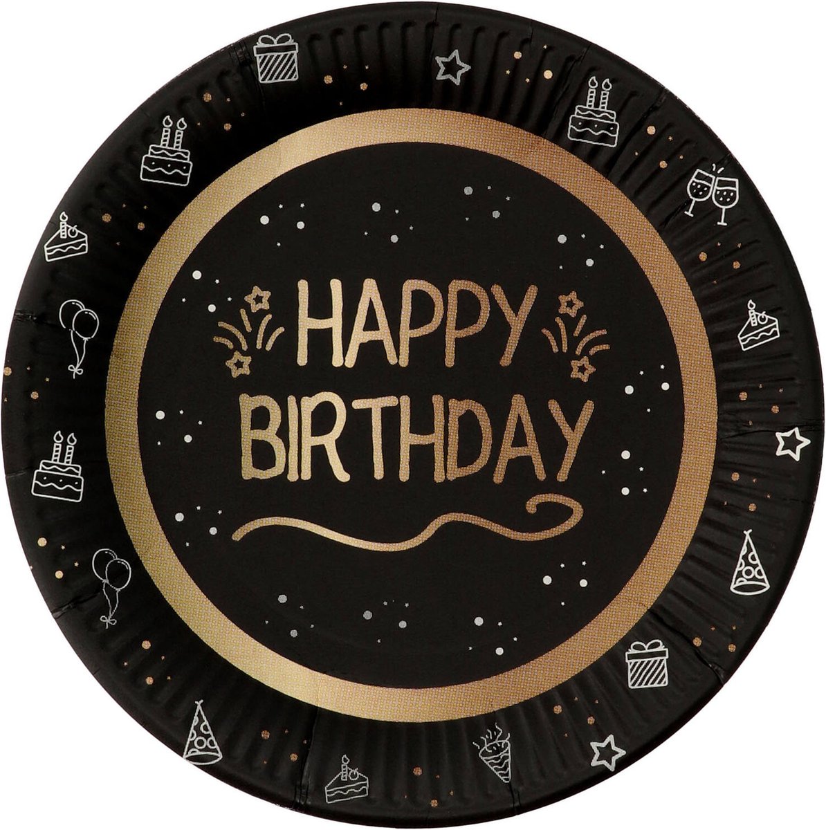 Folat - Shining glam borden happy birthday - 8 stuks - 23 cm