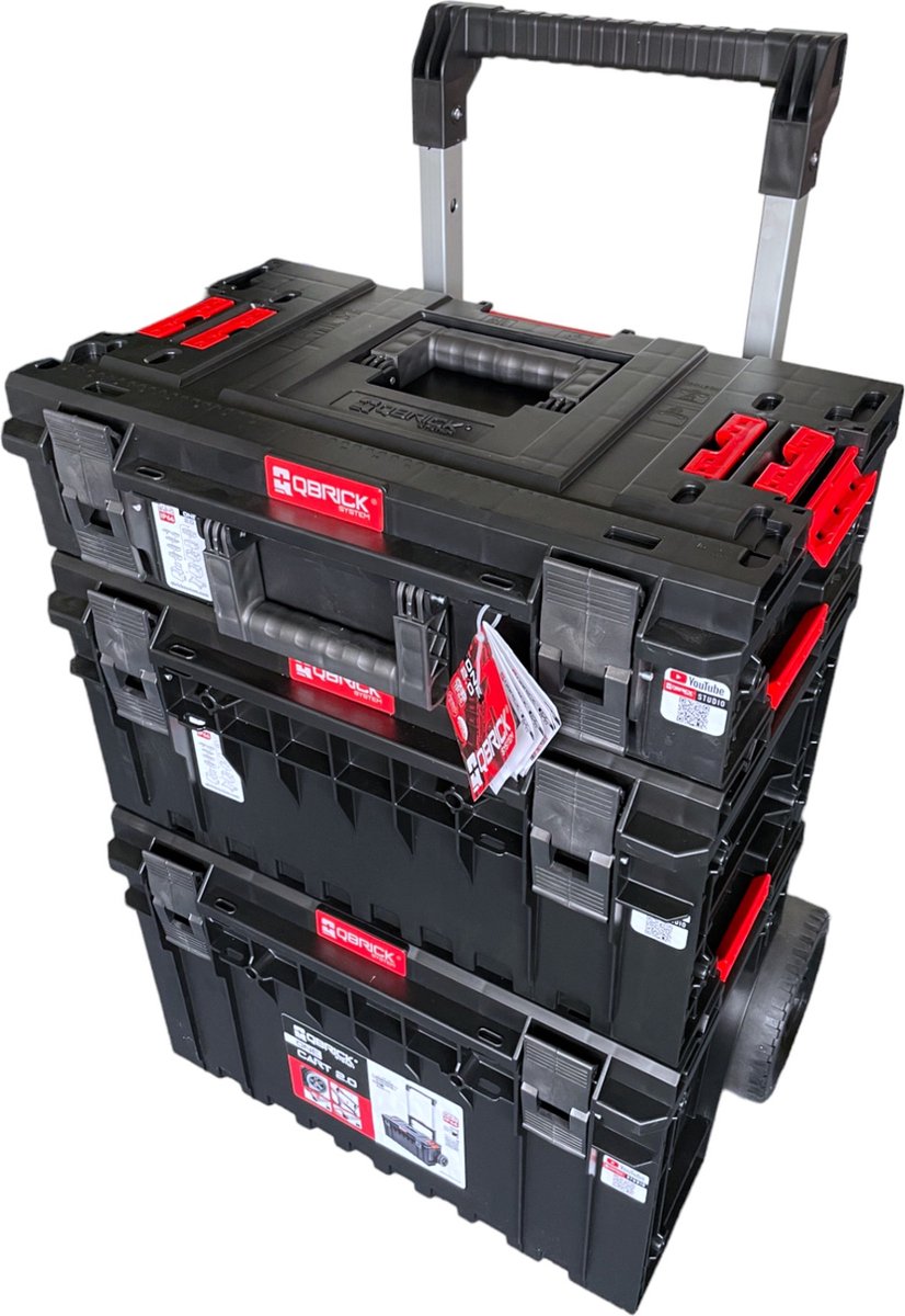 Qbrick System ONE 2.0 Vario Set nr. 1 Gereedschapswagen Set + ONE 200 2.0 Vario + ONE 350 2.0 Vario + ONE Cart 2.0 IP66 105,4 l 640 x 440 x 900 mm