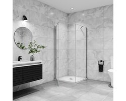 Douchecabine met draaideur+zijwand EasyClean veiligheidsglas B:90xD:70cm