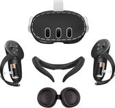 Somstyle Accessoires Set Geschikt voor Meta Quest 3 - Siliconen Beschermhoes - Gezicht Cover voor VR Bril - Controller Hoes - Lens Bescherming - Zwart