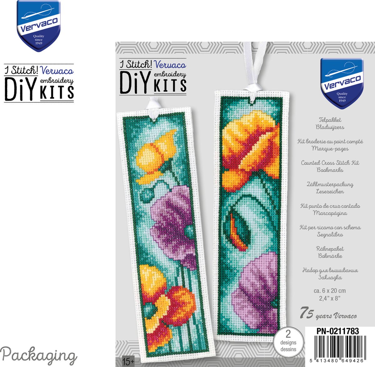 Vervaco - Bladwijzer kit - Klaprozen set van 2 - PN-0211783 - Borduren - Borduurpakket - Borduurpakket volwassenen - Borduurpakket kind — afbeelding 6