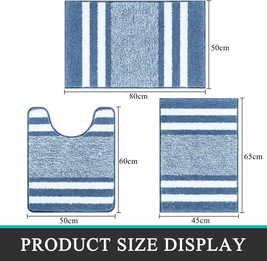 Badmat Set 3 Stuks Badkamermat En U-vorm Toilet Mat Set Microfiber Hoge Dichtheid Zacht Water Absorberend Bad Tapijt Antislip Douche Tapijten Voor Badkamer