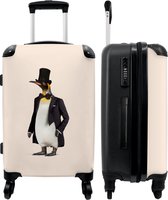 NoBoringSuitcases.com - Grote beige koffer - Reiskoffer pinguïn met 4 wielen - Trolley op wieltjes 60 liter - Rolkoffer groot lichtgewicht - Ruimbagage valies 20kg - Valiezen voor volwassenen - Reisbagage & reisaccessoires - Suitcase large - TSA slot