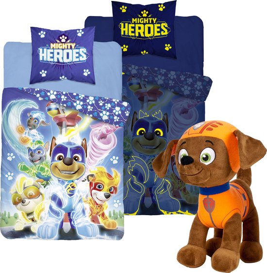 Drap-Housse Enfant Paw Patrol Kind & Heroic 100 % Coton Rose 90x200 Cm – Motif Chiens Héros