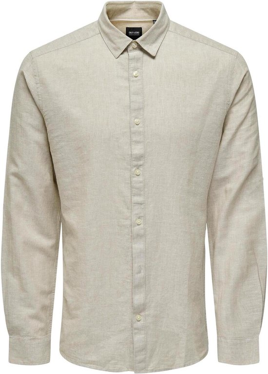 Only & Sons Overhemd Onscaiden Ls Solid Linen Shirt Noos 22012321 Chinchilla Mannen Maat - XS
