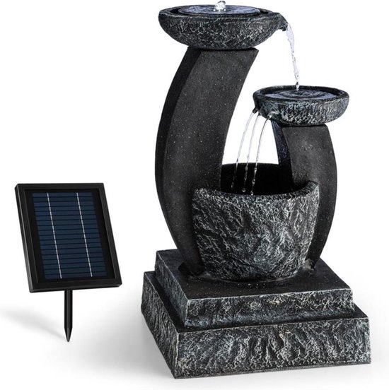LuminaVerde Solarfontein Voor Buiten – Zonne-energie, 7 Spuitmonden, 4 Stangen – Vogelbad En Tuinfontein – Zonder Batterij