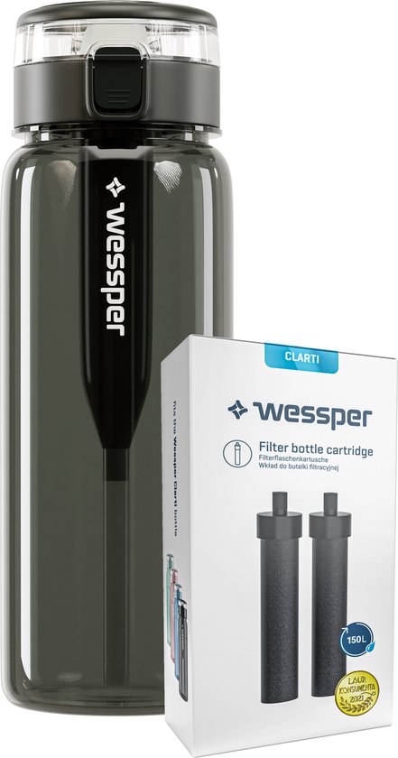 WESSPER Gourde En Verre 680 Ml, Avec Filtre à Eau, Sans BPA, Anti-fuite