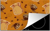 KitchenYeah® Inductie beschermer 77x51 cm - Koffie - Patronen - Koffiebonen - Kookplaataccessoires - Afdekplaat voor kookplaat - Inductiebeschermer - Inductiemat - Inductieplaat mat