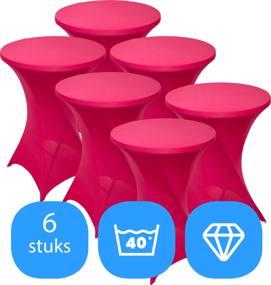 Statafelrok Roze x 6 – ∅80-85 x 110 cm – Statafelhoes Stretch 6 Stuks – Tafelhoezen voor Statafel Sta Tafel Hoes | Staantafelhoes - Geschikt voor Horeca Evenementen | Cocktailparty | Trouwerij