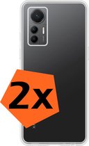 Hoesje Geschikt voor Xiaomi 12 Lite Hoesje Siliconen Cover Case - Hoes Geschikt voor Xiaomi 12 Lite Hoes Back Case - 2-PACK - Transparant