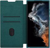 Nillkin Qin Pro Leather Samsung Galaxy S23 Ultra Hoesje - Book Case met Camera Slider Groen