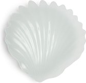 Riviera Maison Decoratieve Schaal, Serveerschaal Zee Schelp - RM Beach Shell Serving Plate - Wit - Glas - 1 stuk