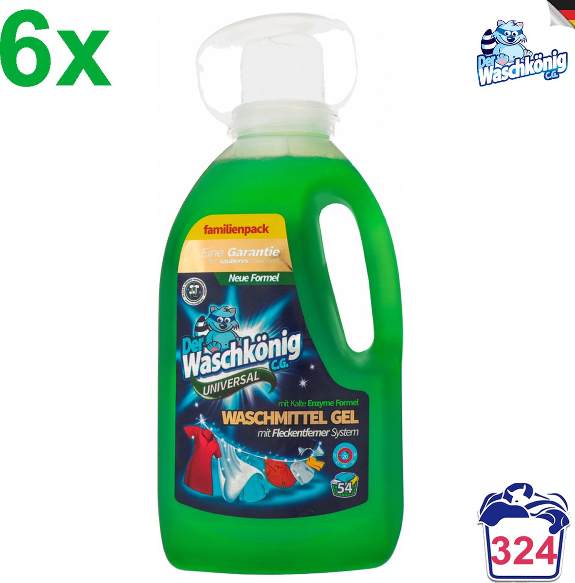 Der Waschkönig - Universal - Wasmiddel - Gekleurde & Donkere Was - 9,75L - 324 Wasbeurten