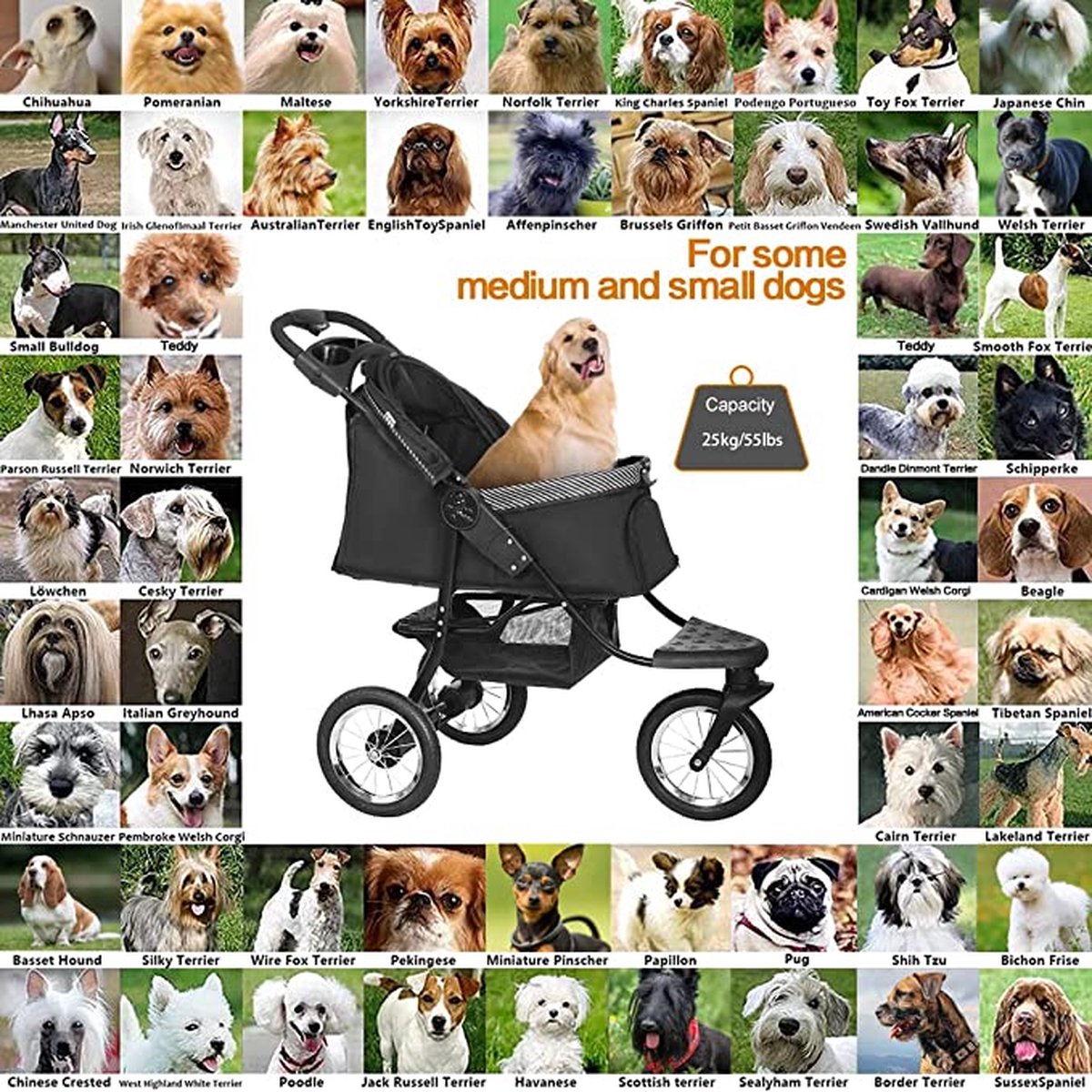 Hondenbuggy - Rode Pet Trolley - Opvouwbaar en ideaal voor wandelingen