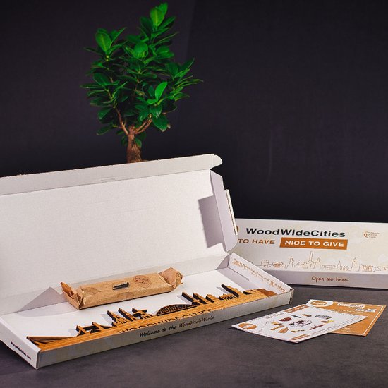 Debout Skyline Gand Bois de Bamboe - 40 cm - Décoration design - Décoration à placer - WoodWideCities