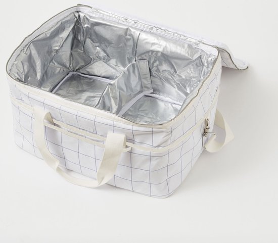 Sunnylife - Picnic Koeltas Canvas Isolerend 30 liter Check Coconut - Katoen - Wit van Sunnylife — afbeelding 3