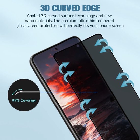 Casemania Privacy Glas Geschikt voor Samsung Galaxy S23 Screenprotector Glas Gehard - Tempered Glass - Volledige Bescherming - 2 Stuks