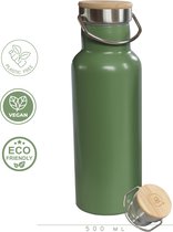 green-goose® Thermos voor Koffie en Thee | RVS met Bamboe Dop | In Cadeauverpakking | 500 ml | Groen