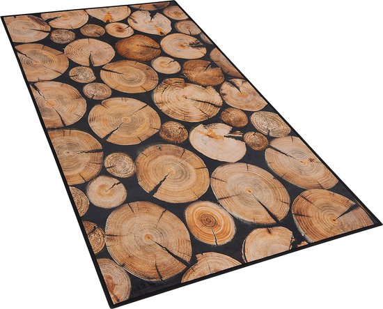 KARDERE - Laagpolig vloerkleed - Bruin - 80 x 150 cm - Polyester