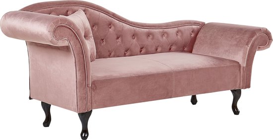 LATTES - Chaise longue - Roze - Linkerzijde - Fluweel