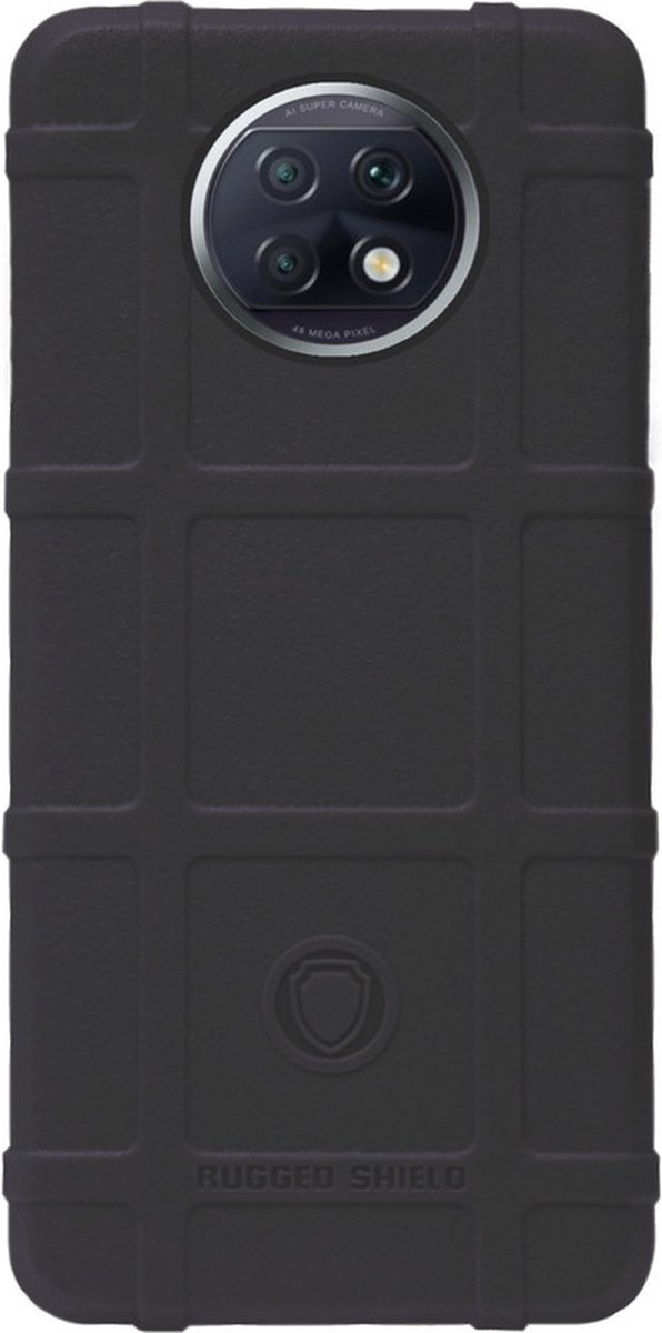 RUGGED SHIELD Rubber Bumper Case Hoesje Geschikt voor Xiaomi Redmi Note 9T (5G) - Zwart