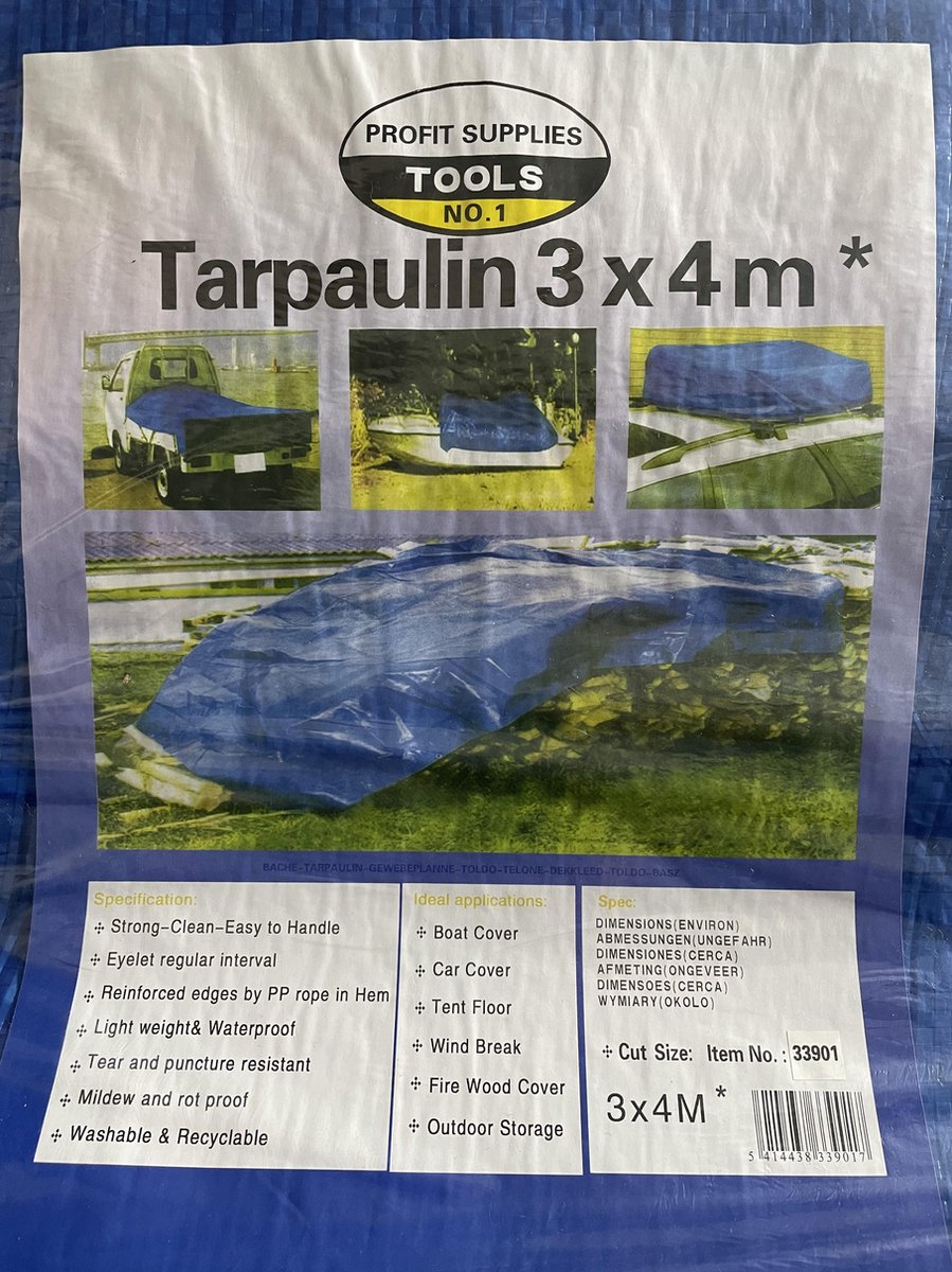 Afdekzeil 3x4 meter blauw