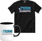 Team Schnapps | Grappige apres ski dank shirt | Wintersport kleding - T-Shirt met mok - Unisex - Zwart - Maat M