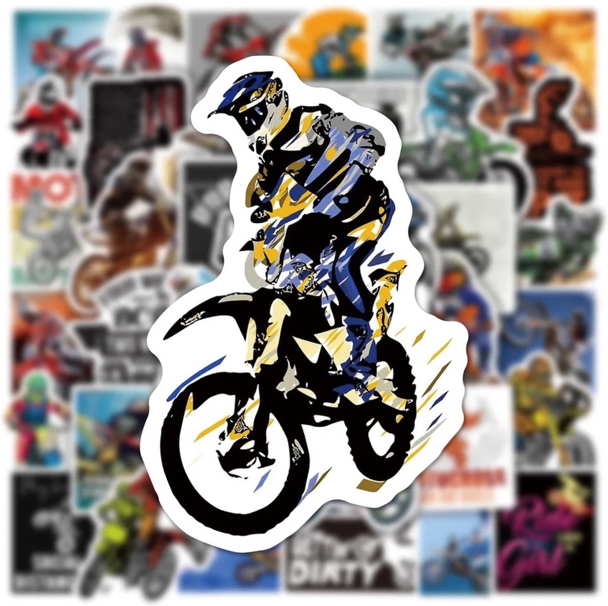 Motorcross Stickers 50 Stuks | Motocross Stickers | Motor Stickers | Crossmoter | Motorsport | Luxe Stickers | Laptop Stickers | Stickers Kinderen | Stickers Volwassenen | Stickervellen | Plakstickers | Stickers Koffers | Bullet Journal | — afbeelding 2