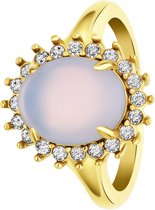 Lucardi Dames vintage ring met bloem opaal – Maat 63 – 20mm - Ring - Cadeau - Staal goldplated - Goudkleurig