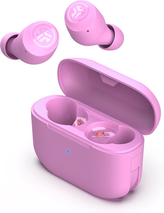 JLab Go POP Draadloze Oordopjes - Bluetooth - 35 uur Batterijduur - Be Aware Audio - Met Microfoon - Oortjes Draadloos - Geschikt voor Android en Apple - Roze