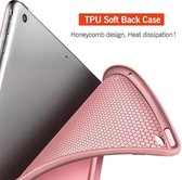 Hoes met Screenprotector geschikt voor iPad 2022 10.9 inch 10e Generatie - Trifold Smart Cover Book Case Leer Tablet Hoesje Roségoud + Gehard Glas Screen Protector