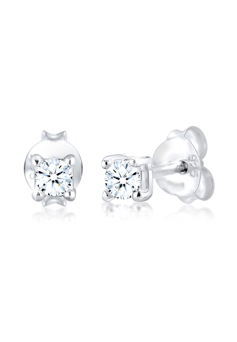 Elli PREMIUM - Oorbellen - Dames Basic Stud Diamant (0.12 ct.) in 925 Sterling Zilver - Dames