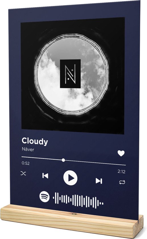 Songr Spotify Muziek Bordje Cloudy Näver 20x30 Blauw Dibond Aluminium Plaat