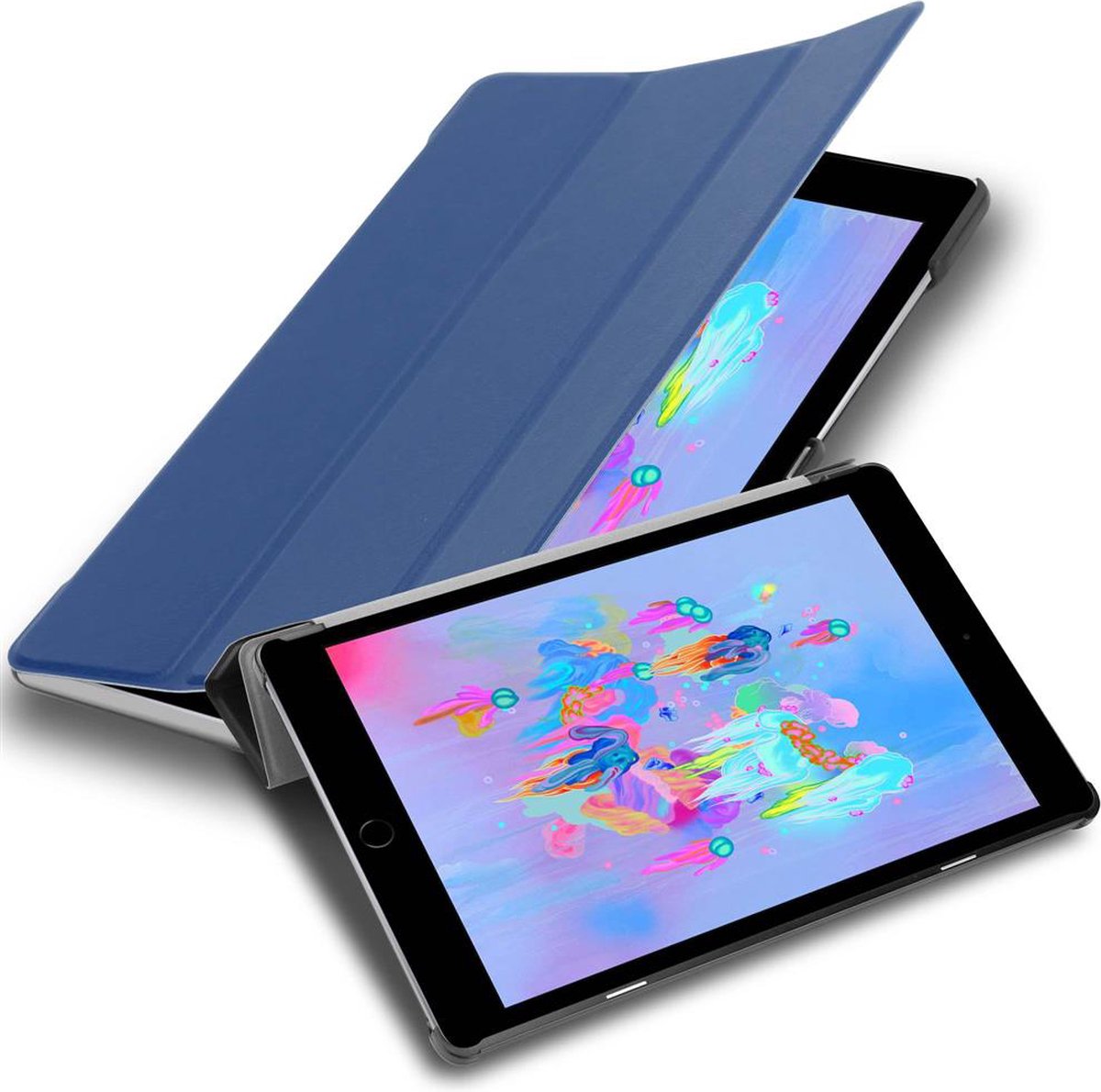 Cadorabo Tablet Hoesje geschikt voor Apple iPad PRO (9.7 Zoll) in JERSEY DONKER BLAUW - Ultra dun beschermend geval met automatische Wake Up en Stand functie Book Case Cover Etui