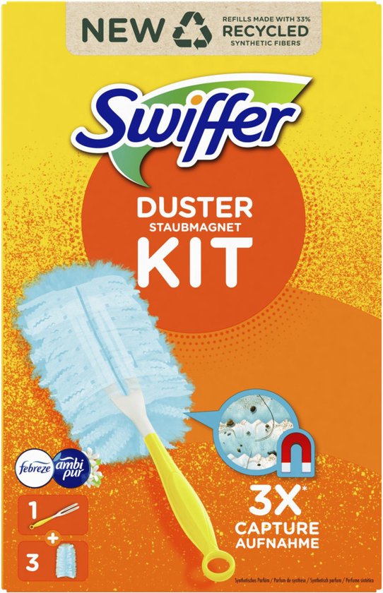 Lingettes anti-poussière Swiffer Duster - Kit de démarrage + 3 recharges Febreze